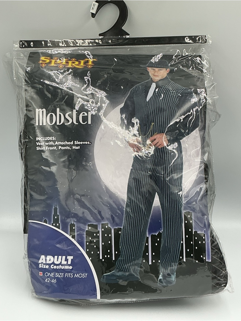 Spirit Mobter Mens Costume Pinstripe Vest Shirt Pants Hat Adult Size 42-46